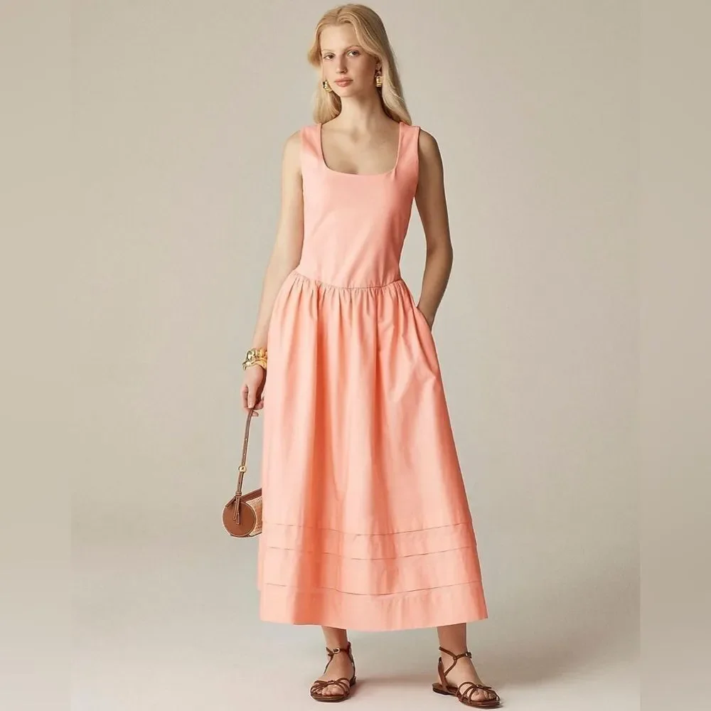 NWT J CREW Drop-waist mixy dress in Blushed Coral Pink - Picture 2 of 6